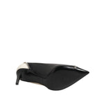 Saint Laurent White Black Leather Pointed Toe Heels Shoes LA12587-36