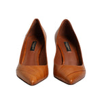 Dolce & Gabbana Brown Leather Stiletto Heel Pumps Shoes LA12632-36