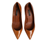 Dolce & Gabbana Brown Leather Stiletto Heel Pumps Shoes LA12632-36