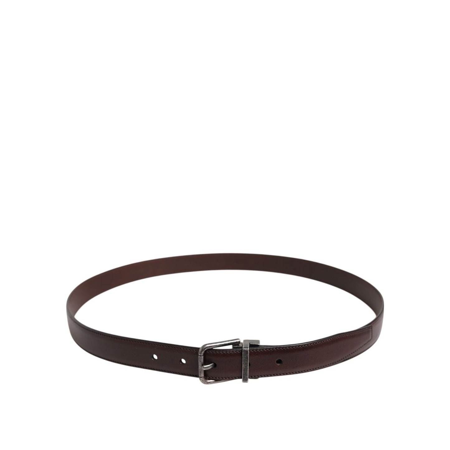 Dolce & Gabbana Brown Classic Silver Metal Logo Buckle Belt BEL9296-95