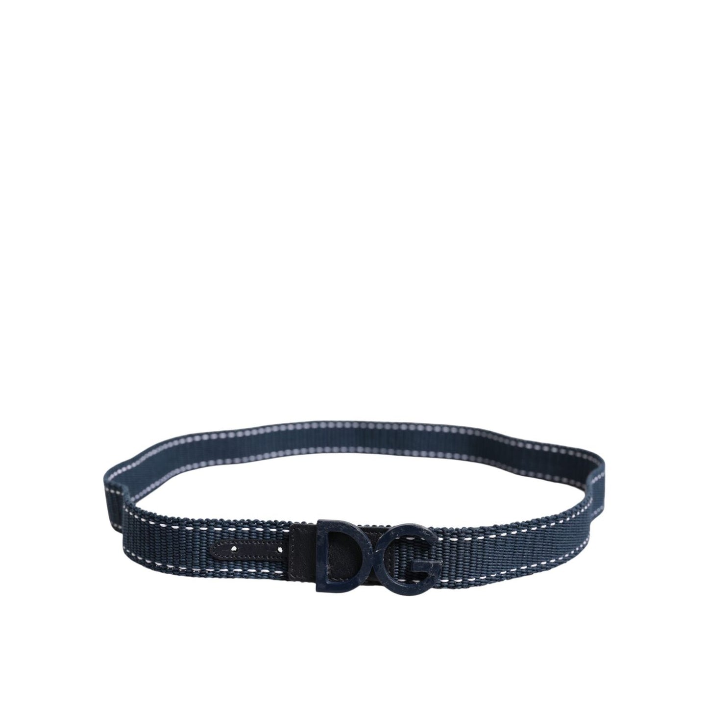 Dolce & Gabbana Blue White Cotton DG Logo Metal Buckle Belt BEL9432-110