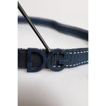 Dolce & Gabbana Blue White Cotton DG Logo Metal Buckle Belt BEL9432-110