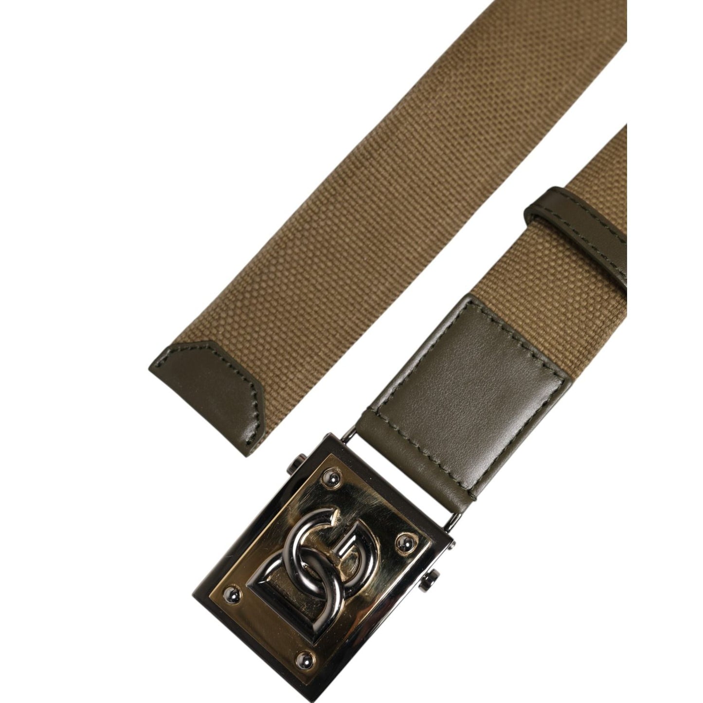 Dolce & Gabbana Military Green Nylon Logo Metal Buckle Belt BEL9489-95