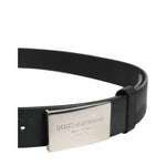 Dolce & Gabbana Black Leather Classic Metal Logo Buckle Belt BEL9490-85