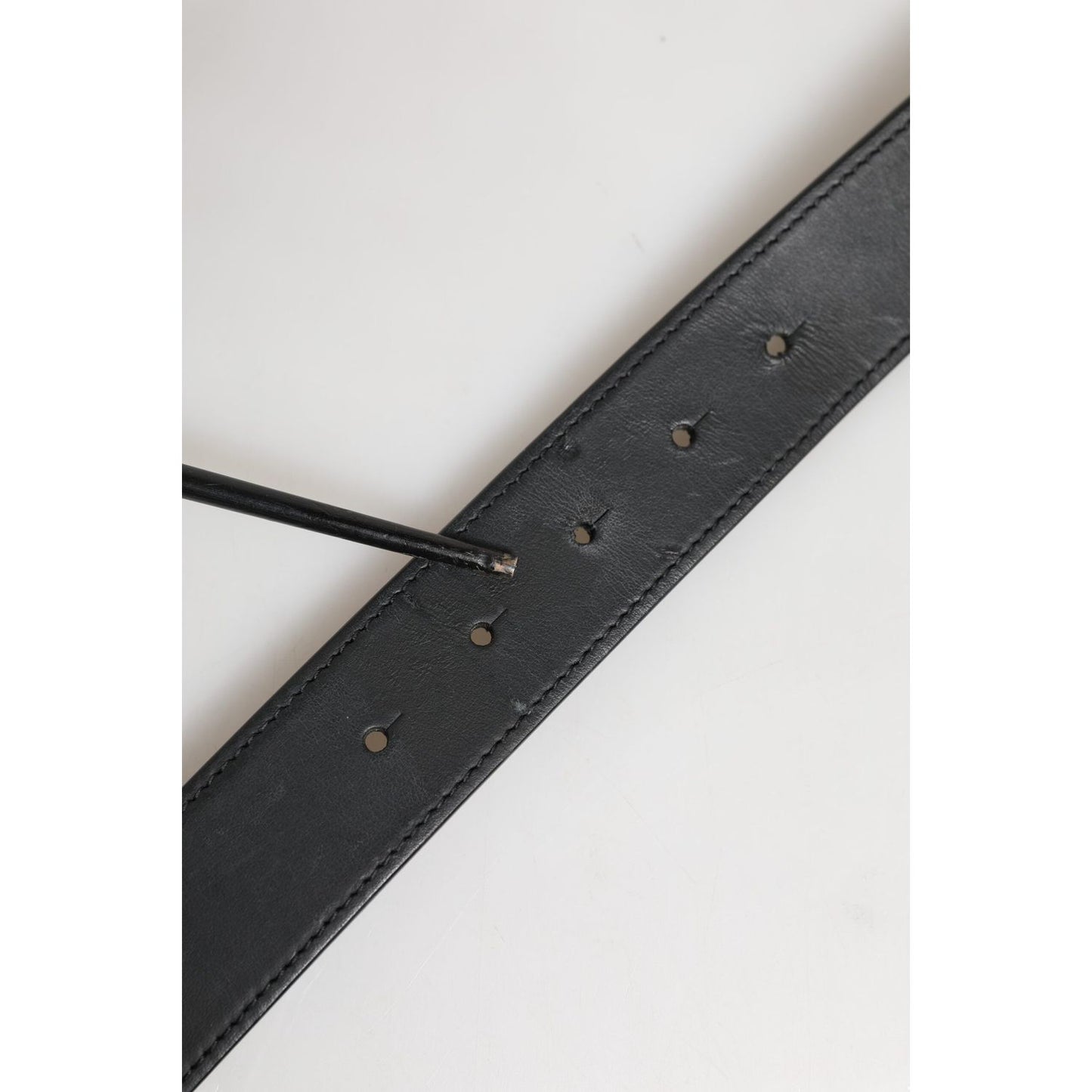 Dolce & Gabbana Black Leather Classic Metal Logo Buckle Belt BEL9490-85