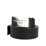 Dolce & Gabbana Black Leather Classic Metal Logo Buckle Belt BEL9491-90