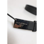 Dolce & Gabbana Black Leather Metal Logo Buckle Belt BEL9493-100