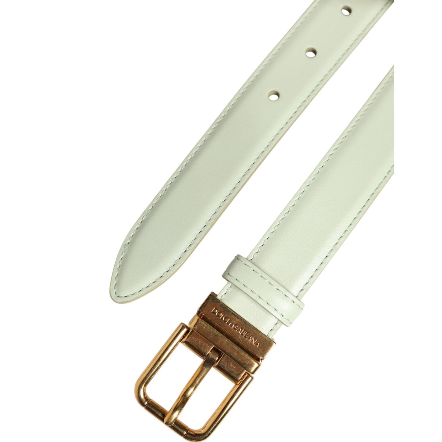 Dolce & Gabbana Light Green Leather Gold Metal Buckle Belt WMB526-75
