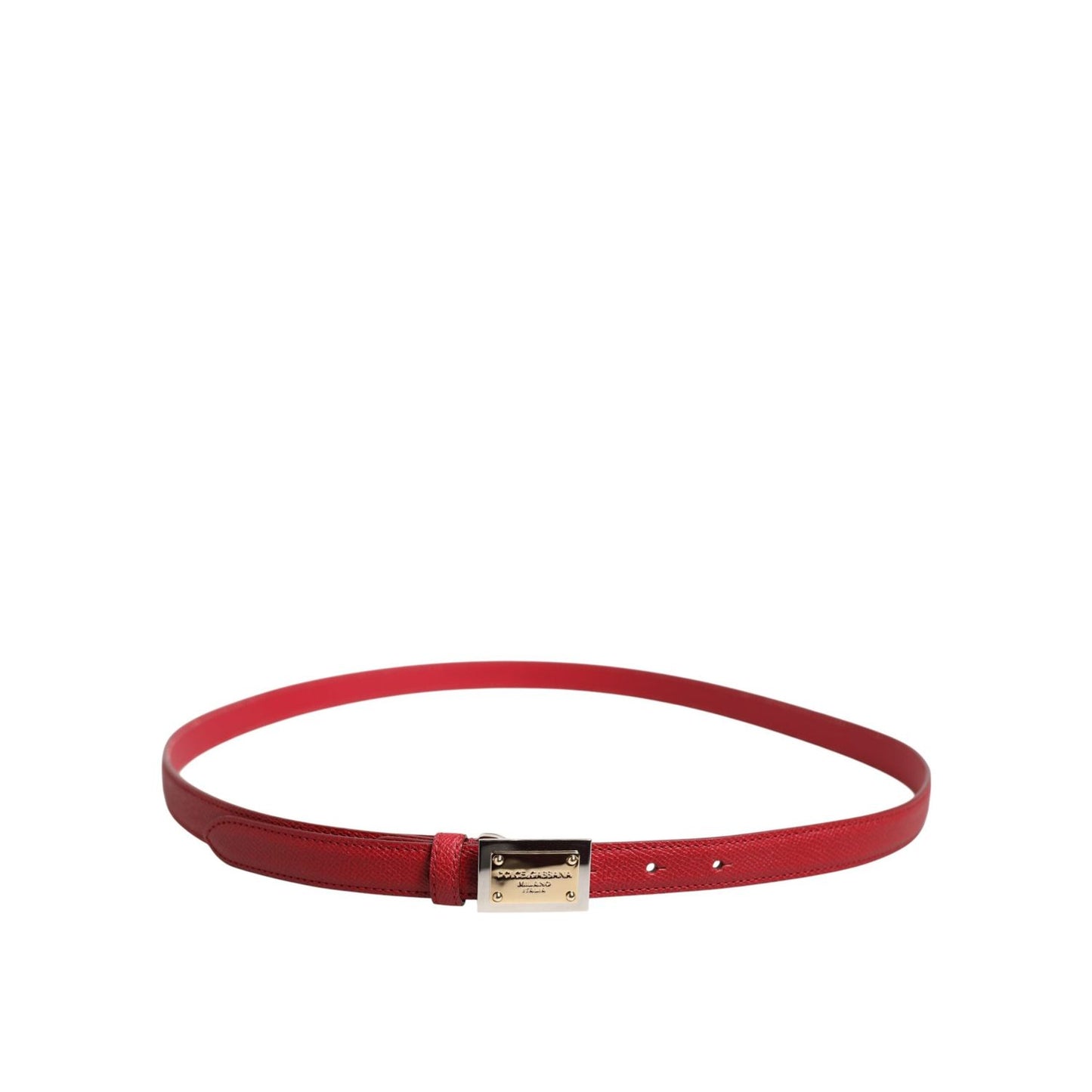 Dolce & Gabbana Red Leather Square Metal Buckle Cintura Belt WMB532-105