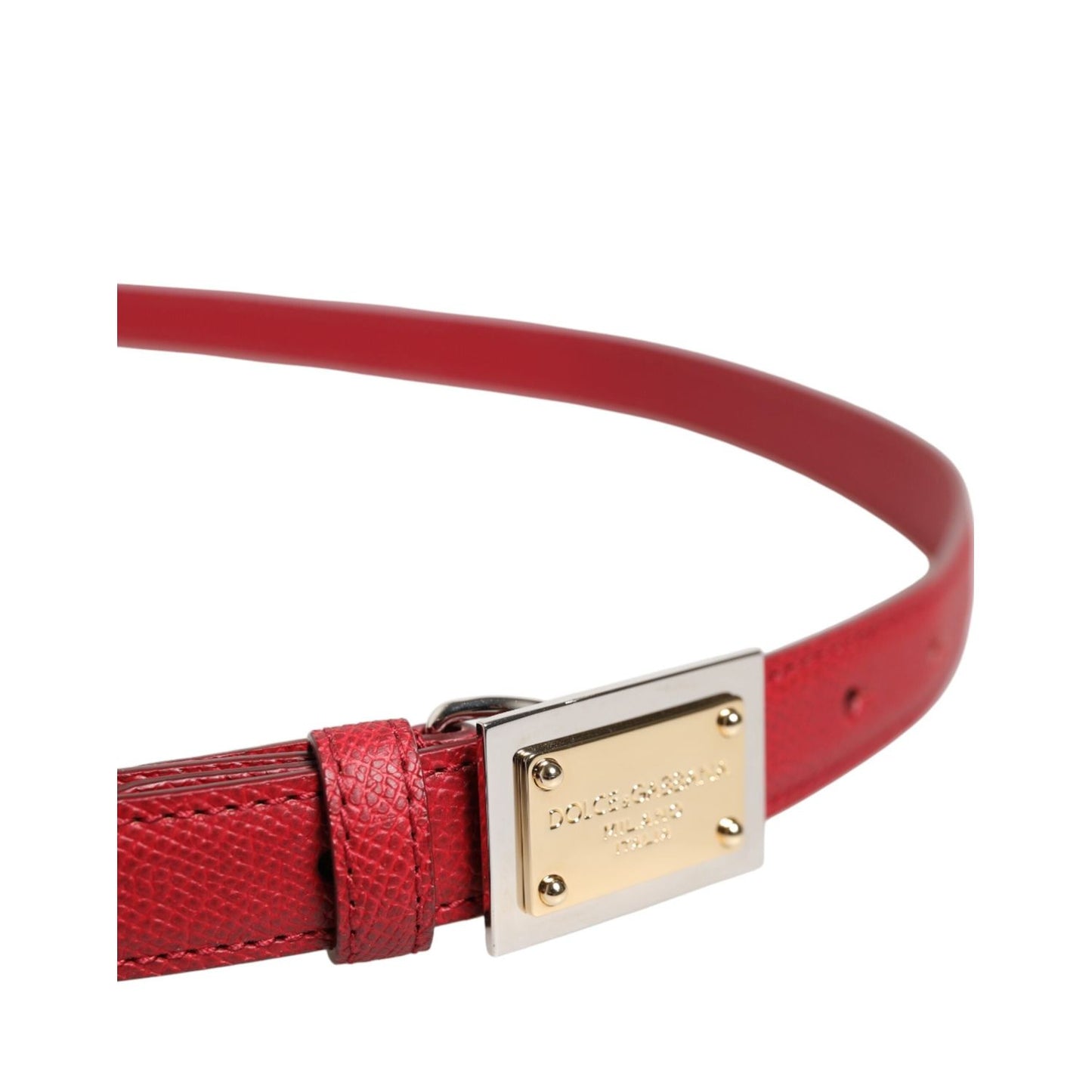 Dolce & Gabbana Red Leather Square Metal Buckle Cintura Belt WMB532-105