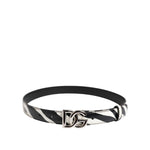 Dolce & Gabbana Black White Leather Silver Metal Buckle Belt WMB536-70