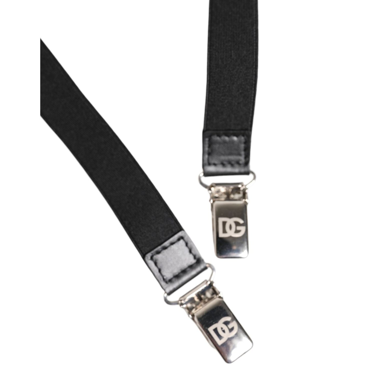 Dolce & Gabbana Black Leather Logo Wide Waist Belt Suspender WMB545-75