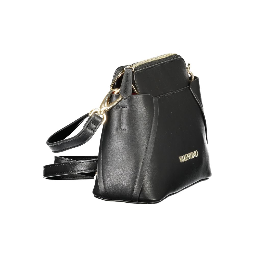 Mario Valentino Black Polyethylene Women Handbag with adjustable strap and sleek design.