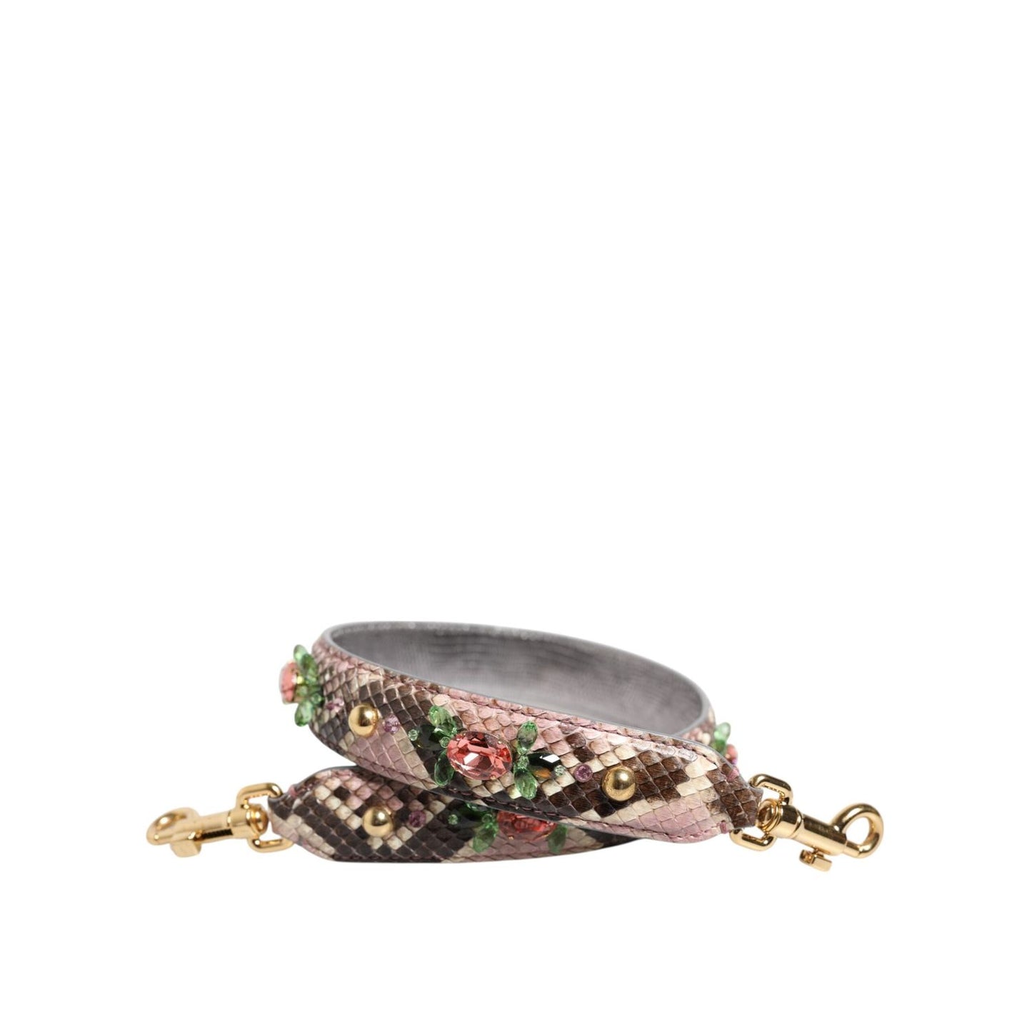Dolce & Gabbana Multicolor Python Embellished Crystal Stud Shoulder Strap WMB450