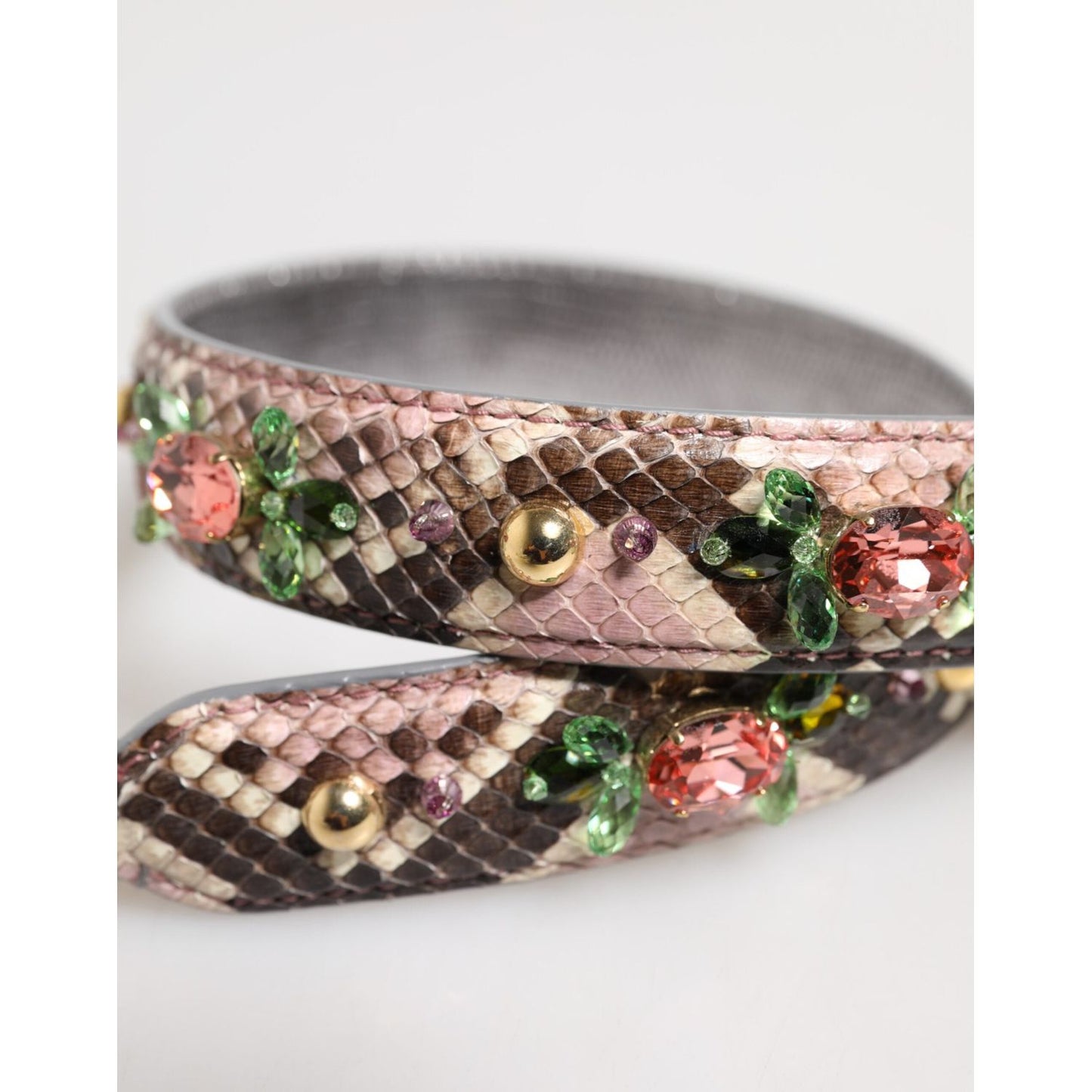 Dolce & Gabbana Multicolor Python Embellished Crystal Stud Shoulder Strap WMB450