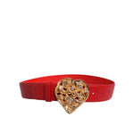 Dolce & Gabbana Red Calf Leather Embellished Metal Buckle Belt WMB521-75