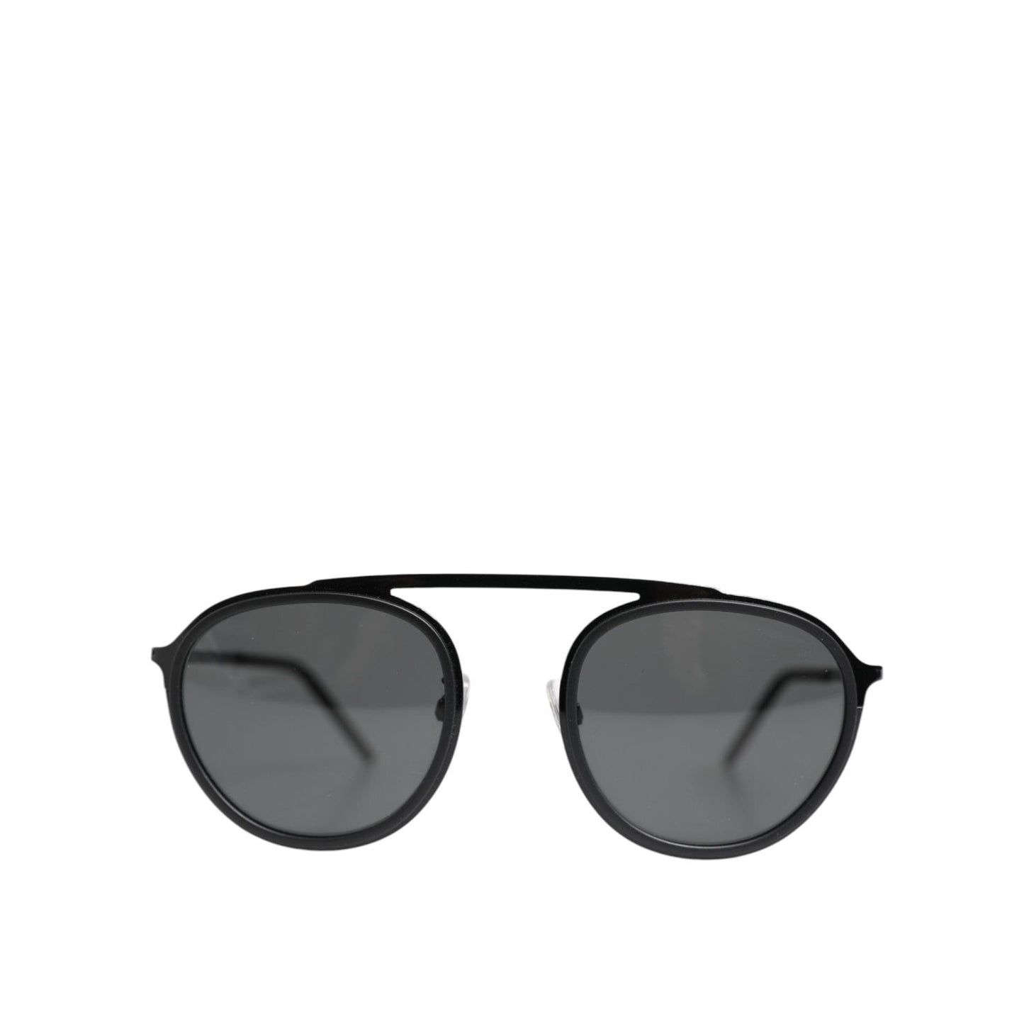 Dolce & Gabbana Matte Black DG2276 Metal Rim Round Shades Sunglasses