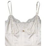 Dolce & Gabbana White Lace DG Logo Silk Dress Sleepwear DR81796-46