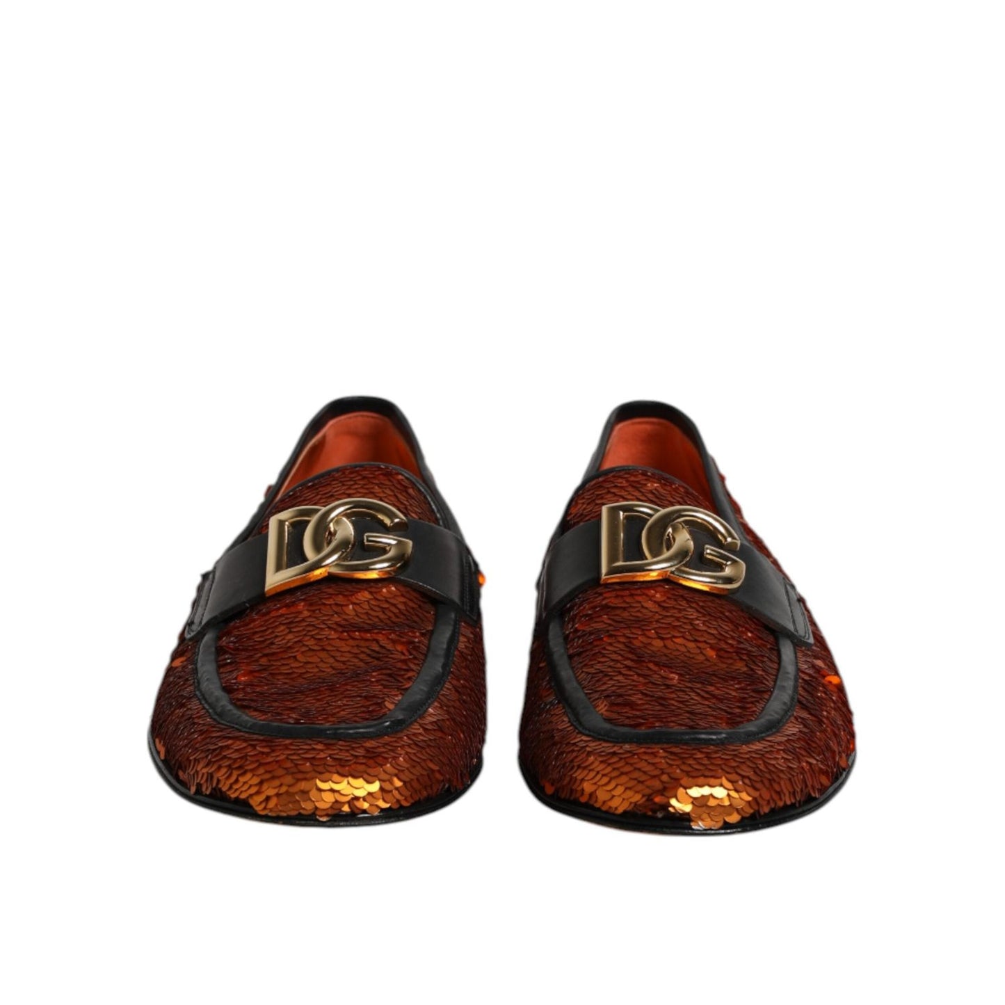 Dolce & Gabbana Orange Sequin Embellished Men Loafers Shoes MV7626-41
