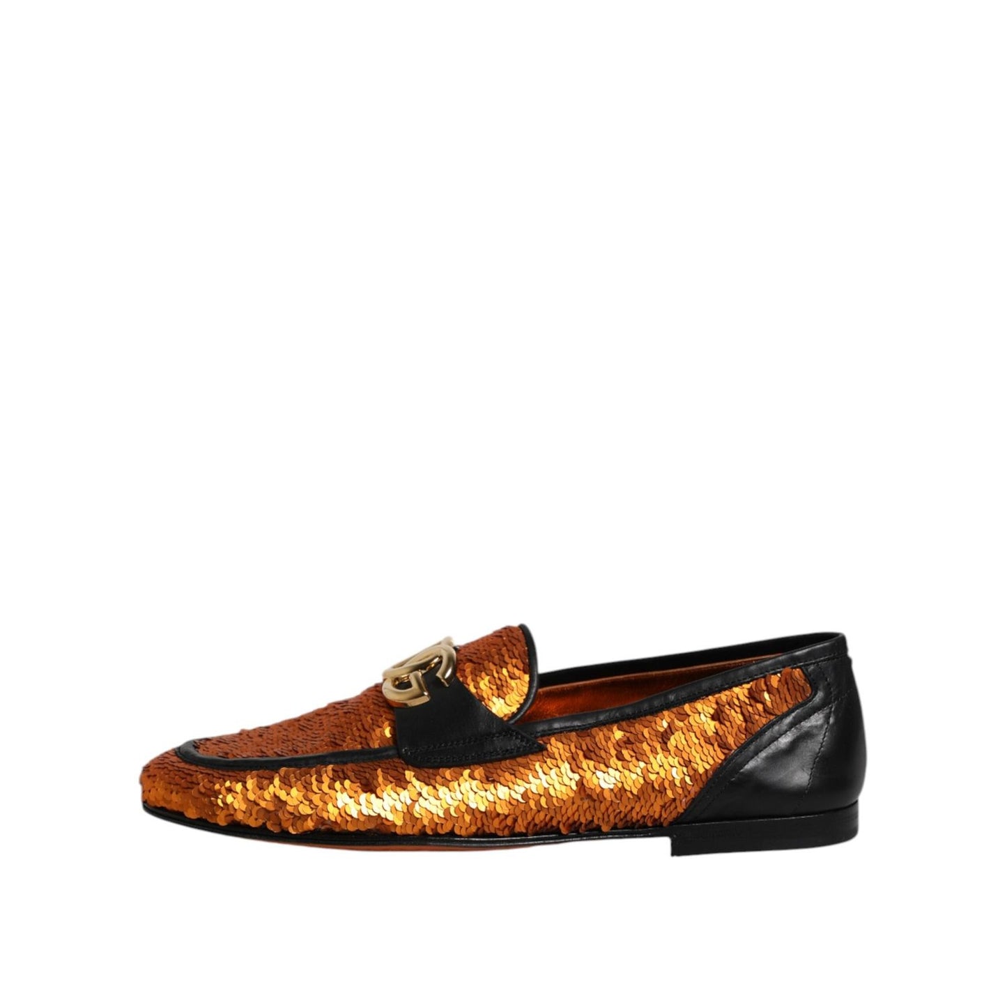 Dolce & Gabbana Orange Sequin Embellished Men Loafers Shoes MV7626-41