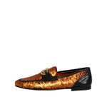 Dolce & Gabbana Orange Sequin Embellished Men Loafers Shoes MV7626-41