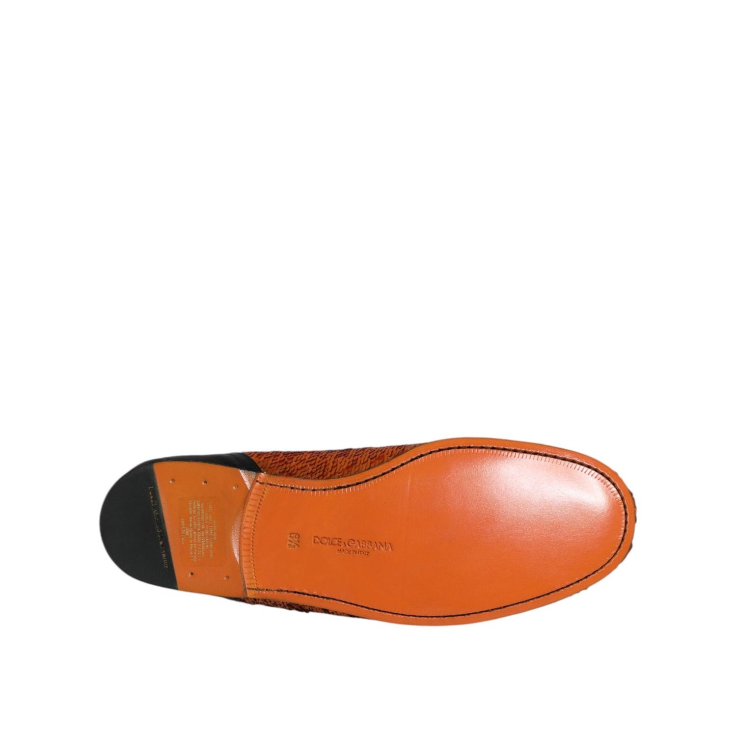Dolce & Gabbana Orange Sequin Embellished Men Loafers Shoes MV7626-41