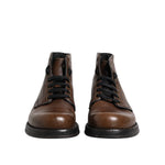 Dolce & Gabbana Brown Leather Lace Up Men Ankle Boots Shoes