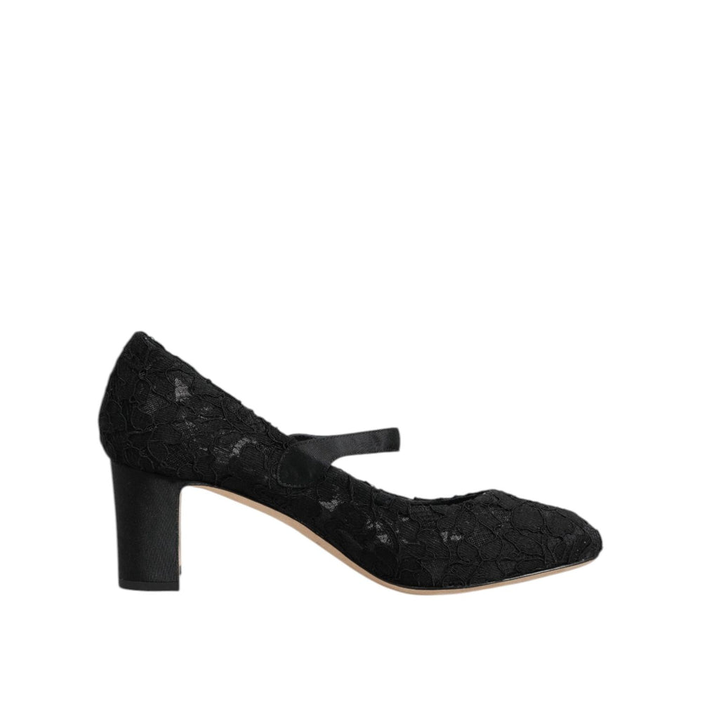 Dolce & Gabbana Black Mary Jane Taormina Lace Pumps Shoes LA12718-40