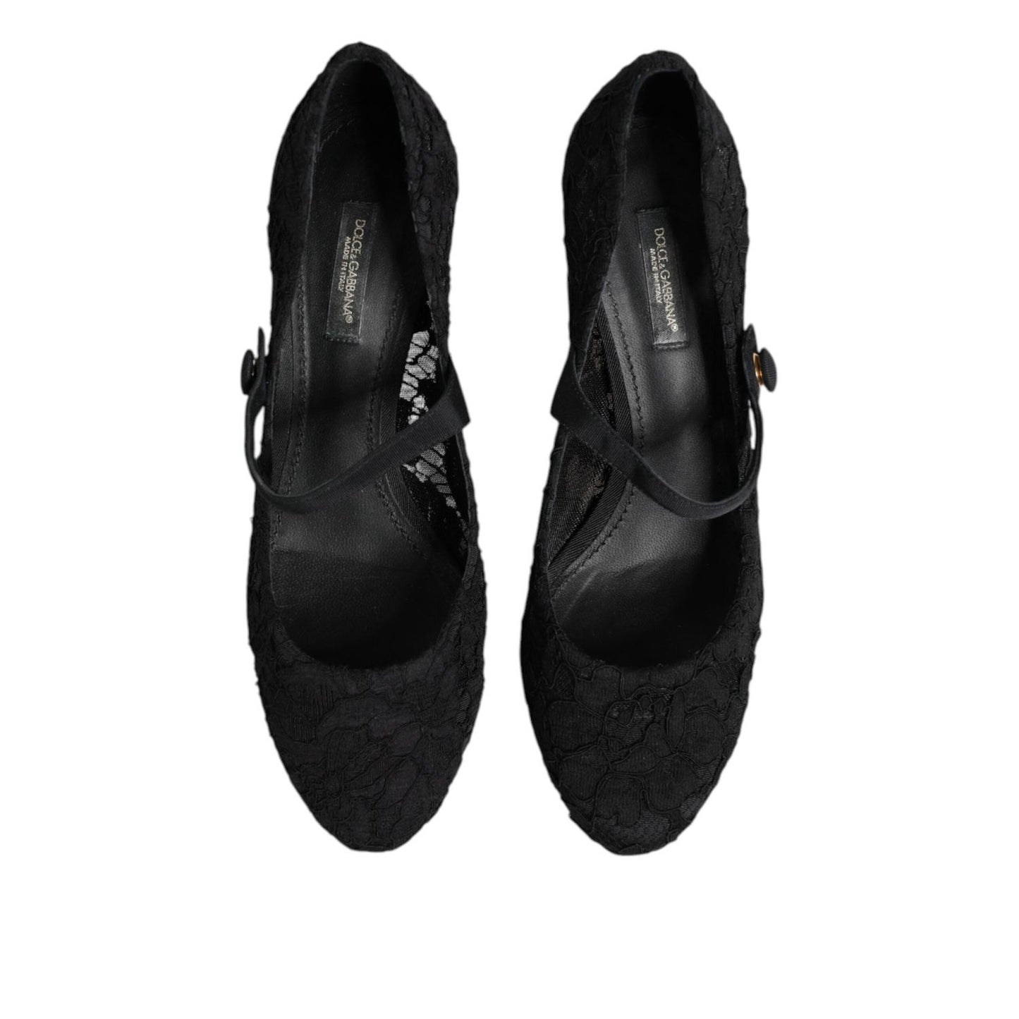 Dolce & Gabbana Black Mary Jane Taormina Lace Pumps Shoes LA12713-38