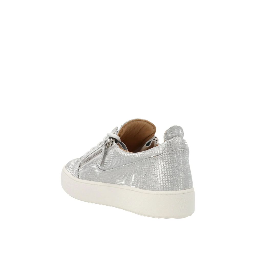 Giuseppe Zanotti Silver Fabric Low Top Sneakers