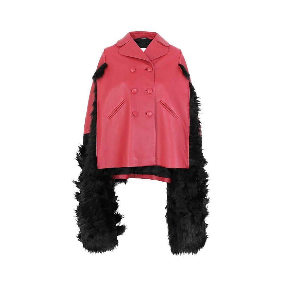Maison Margiela Faux Fur Trimmed Leather Cape Jacket MA-8736458735828-42
