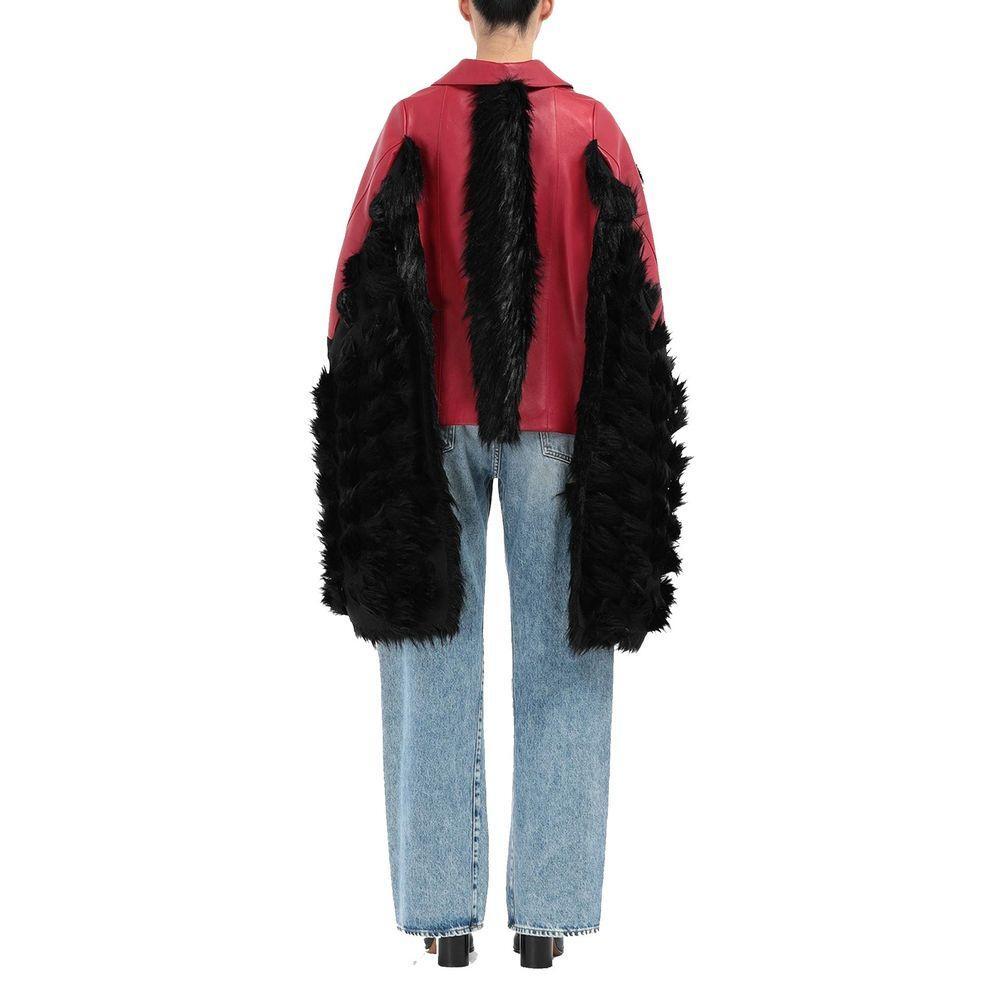Maison Margiela Faux Fur Trimmed Leather Cape Jacket MA-8736458735828-42