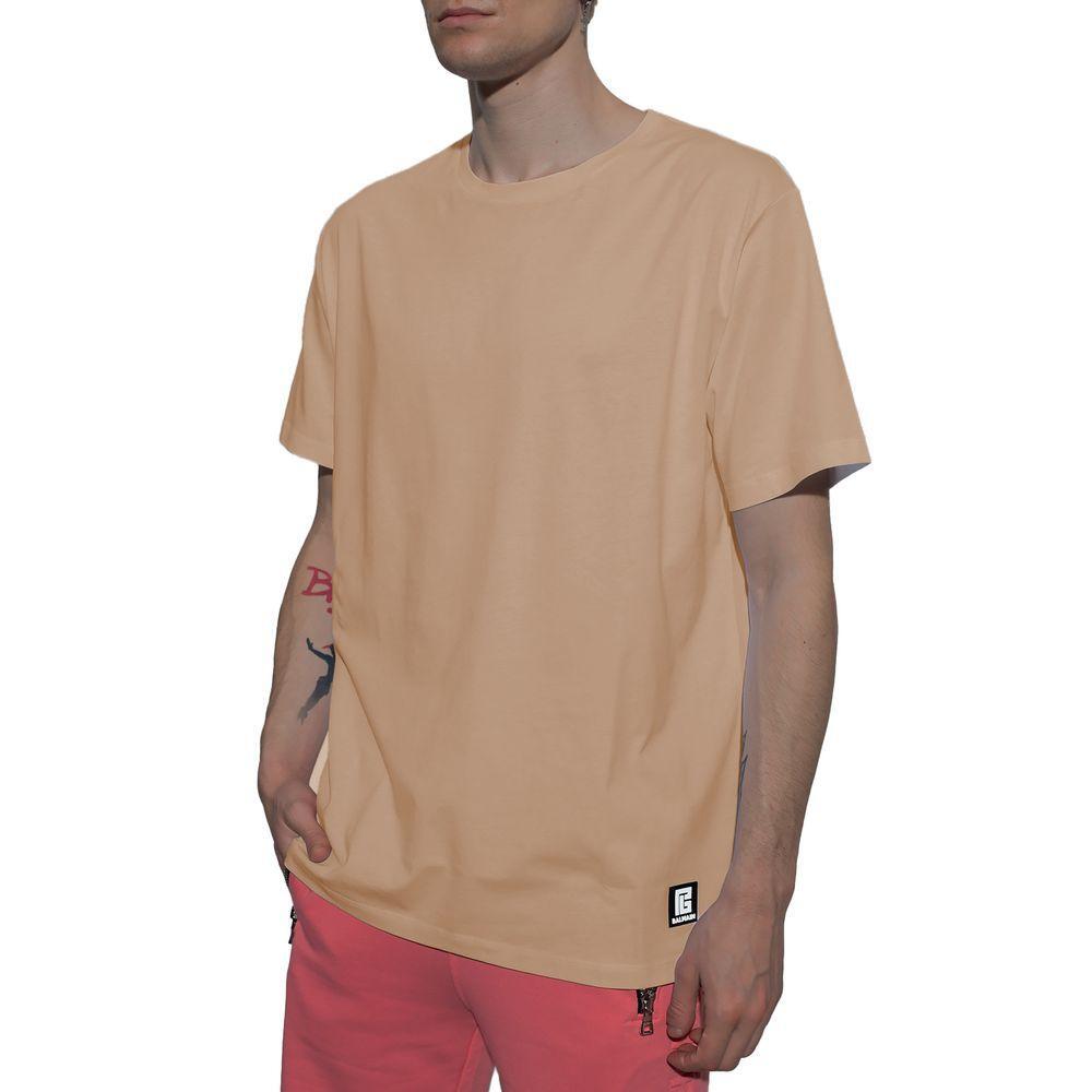 Balmain Brown Cotton T-Shirt BA-15800-XS