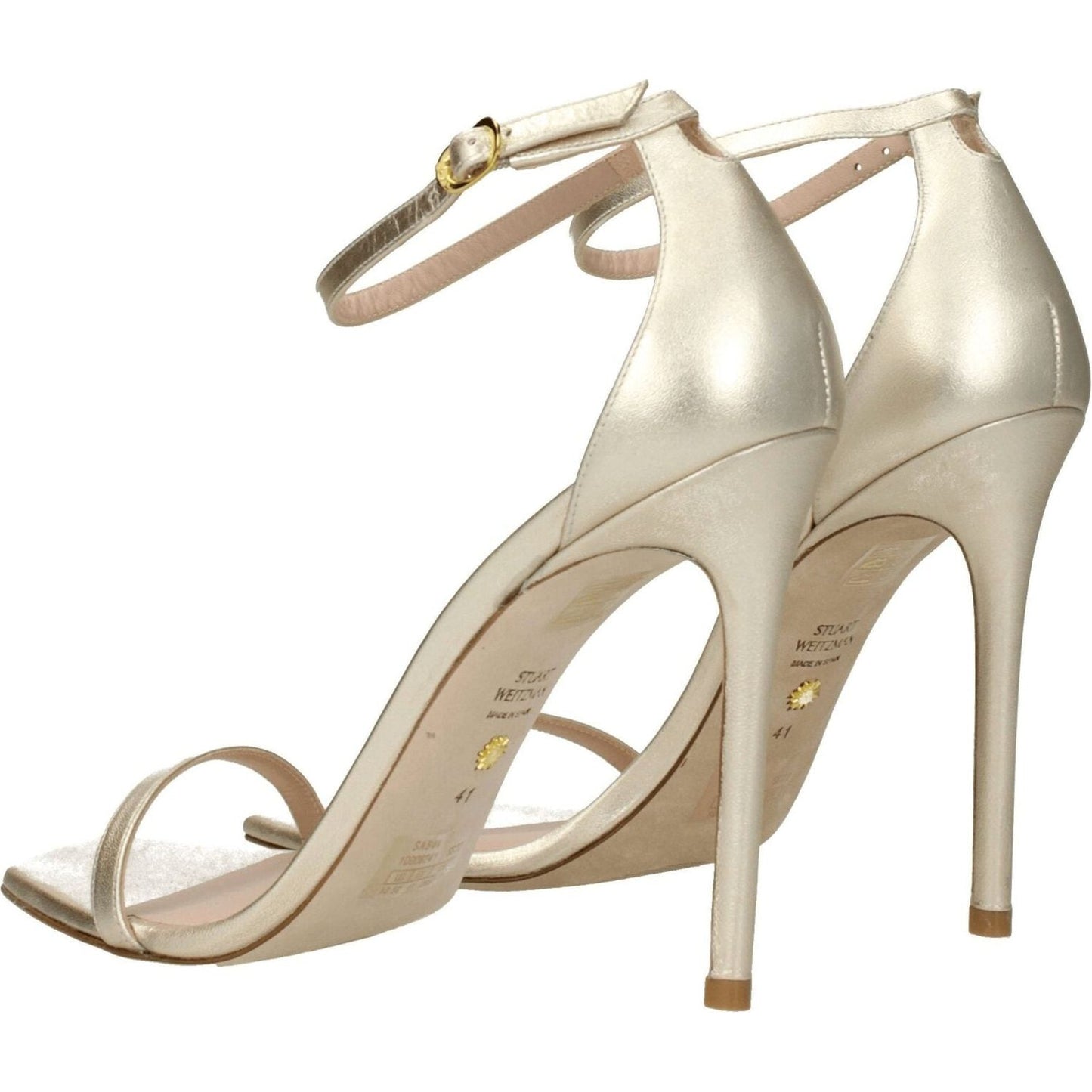 Stuart Weitzman Gold Leather Stiletto Heels Sandals ST-8547258466569-EU41/US11
