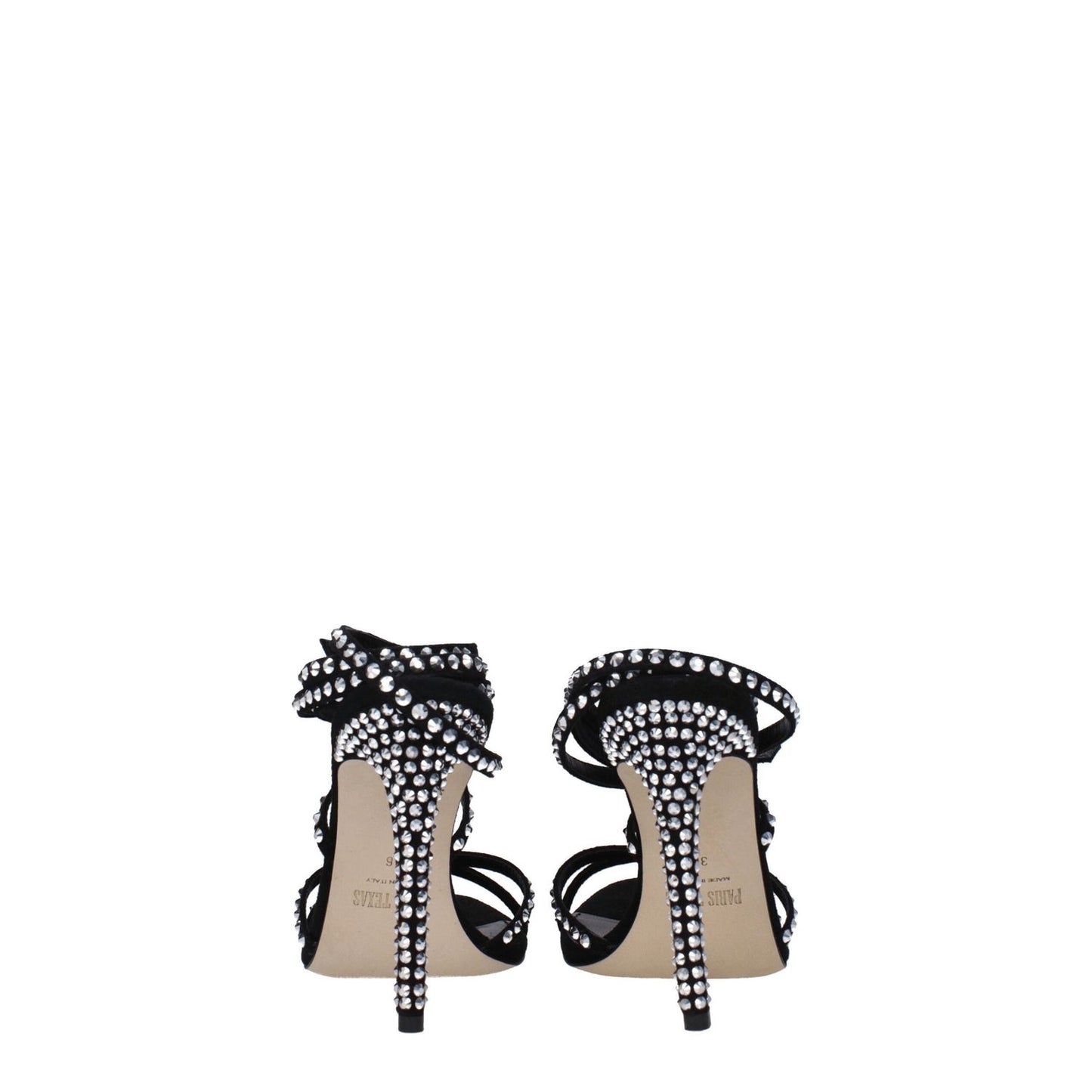 Paris Texas Black Leather Stiletto Heels Sandals PA-8547462283529-EU37/US7