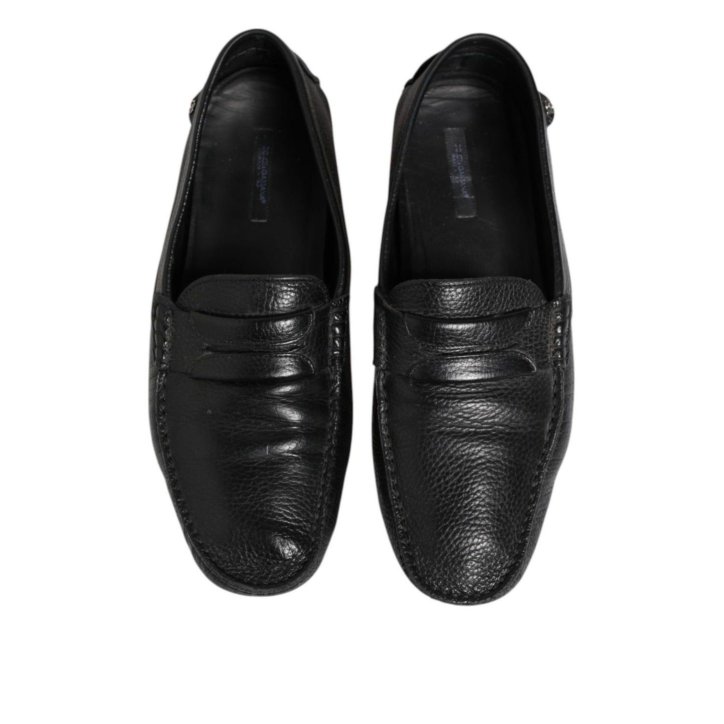 Dolce & Gabbana Black Leather Slip On Mocassin Loafer Shoes MV7596-43