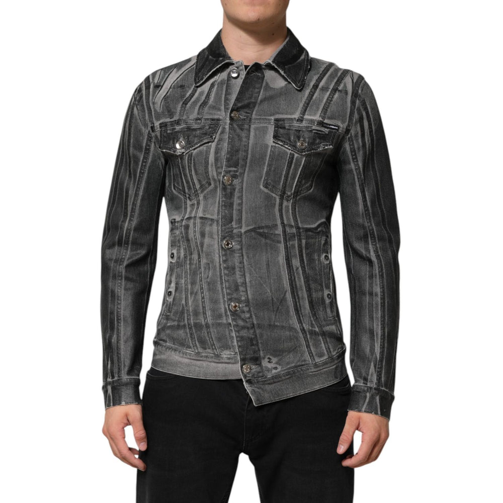 Dolce & Gabbana Gray Washed Cotton Stretch Denim Jacket JKT41542-48
