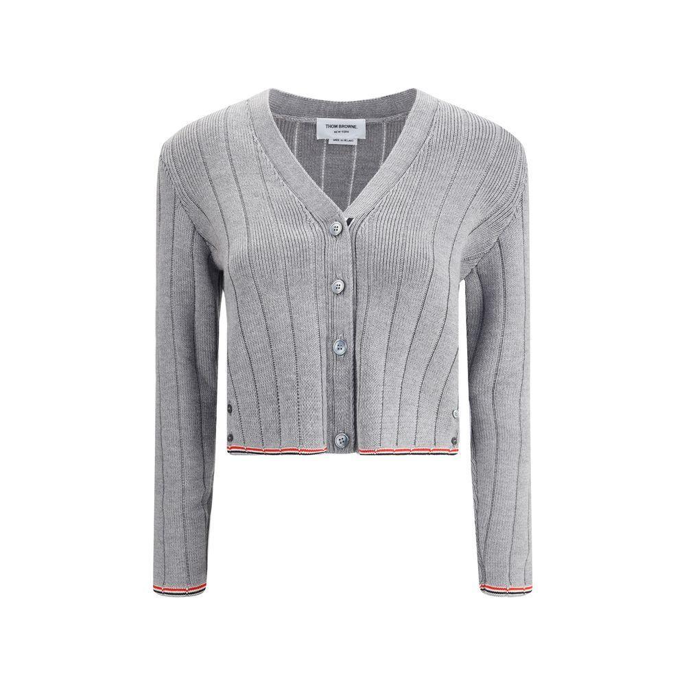 Thom Browne Ladder Full Needle Rib Stitch V Neck Car TH-FKC663AY1024055-IT38 | S