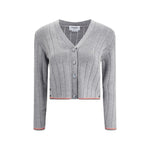Thom Browne Ladder Full Needle Rib Stitch V Neck Car TH-FKC663AY1024055-IT38 | S