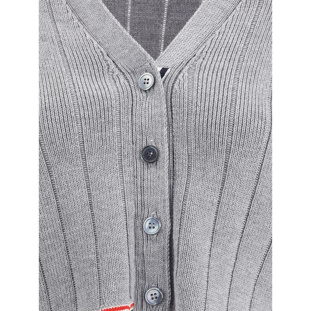 Thom Browne Ladder Full Needle Rib Stitch V Neck Car TH-FKC663AY1024055-IT38 | S