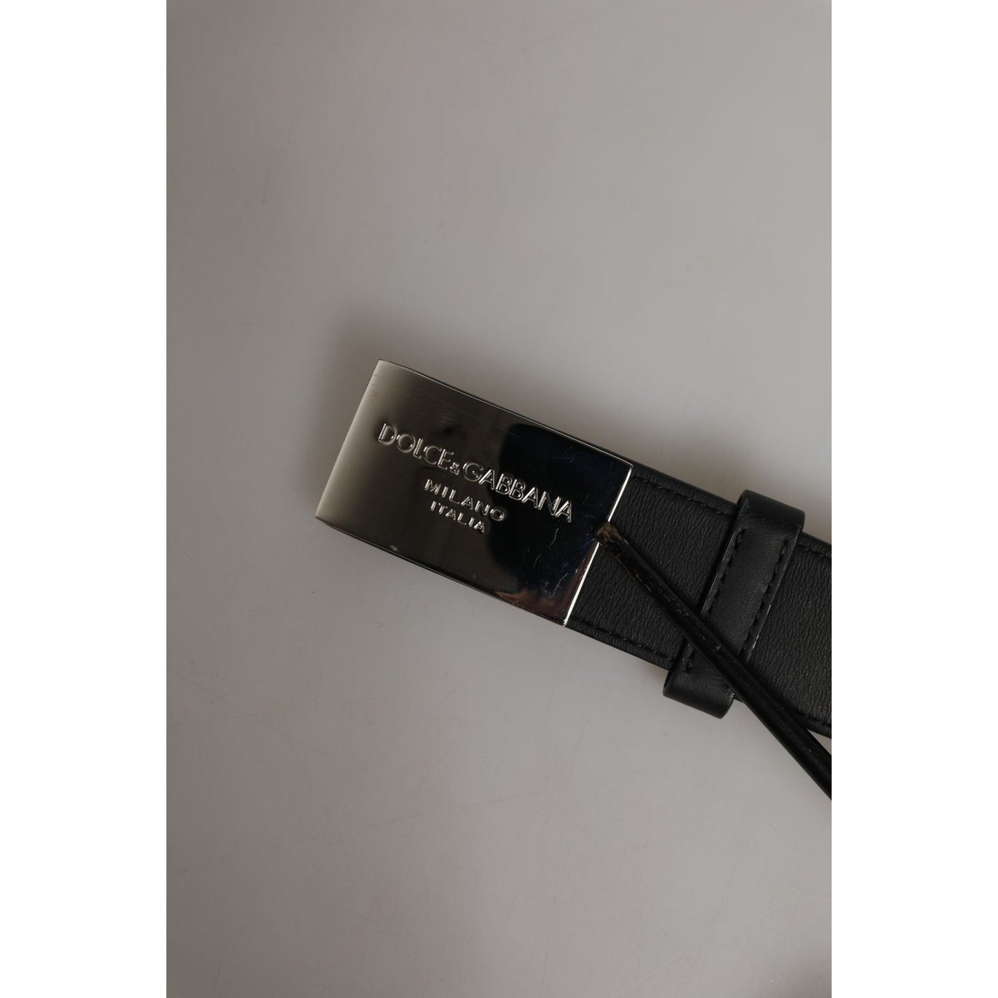 Dolce & Gabbana Black Leather Classic Metal Logo Buckle Belt BEL9497-90
