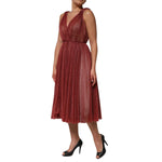 Dolce & Gabbana Burgundy Mesh Sleeveless Midi A-line Dress DR8177-40