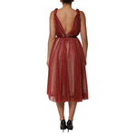 Dolce & Gabbana Burgundy Mesh Sleeveless Midi A-line Dress DR8177-40