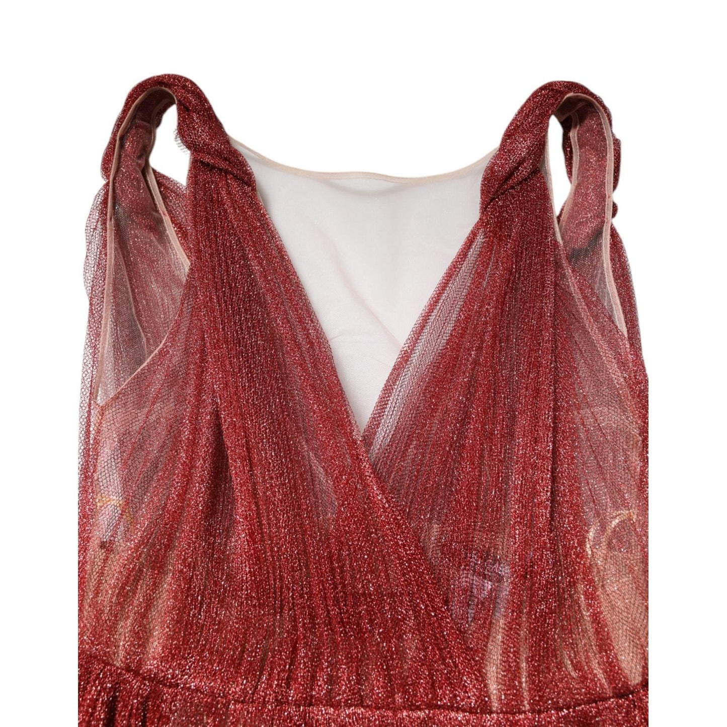 Dolce & Gabbana Burgundy Mesh Sleeveless Midi A-line Dress DR8177-40