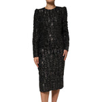 Dolce & Gabbana Black Sequin Bouclé Tweed Sheath Dress DR81827-36