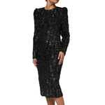 Dolce & Gabbana Black Sequin Bouclé Tweed Sheath Dress DR81827-36