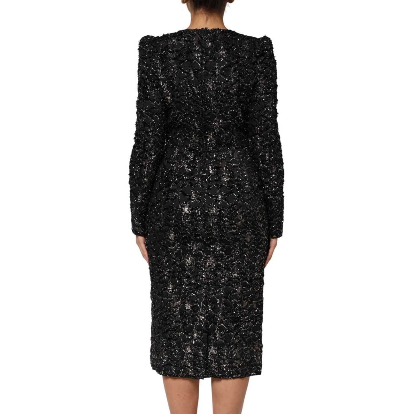 Dolce & Gabbana Black Sequin Bouclé Tweed Sheath Dress DR81827-36
