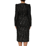 Dolce & Gabbana Black Sequin Bouclé Tweed Sheath Dress DR81827-36