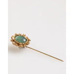 Dolce & Gabbana Gold Tone Green Stone Antique Men Accessory Brooch Pin SMY11074