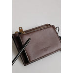 Dolce & Gabbana Brown Calf Leather Zip Logo Keyring Coin Purse Men Wallet SMY11220